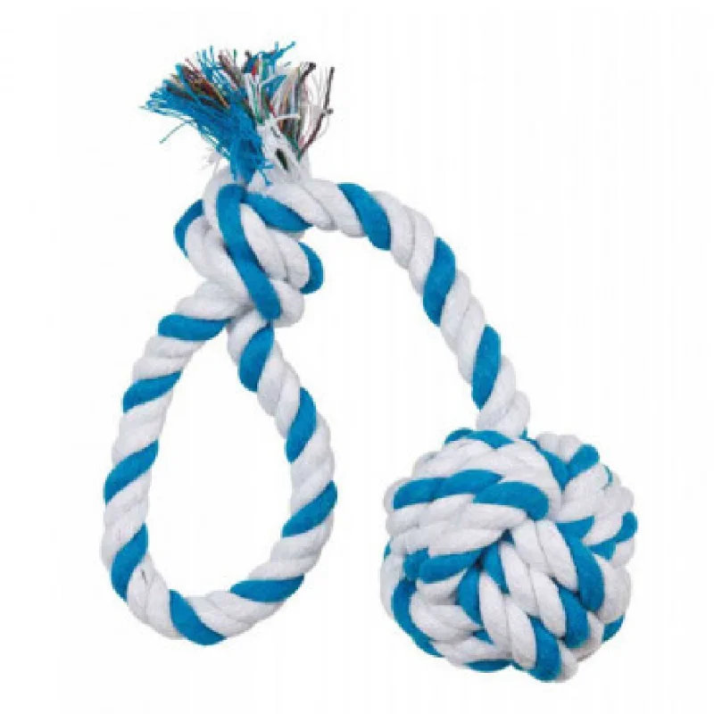 Trixie Playing Rope Loop with Woven in Ball Toy for Dogs (Blue)