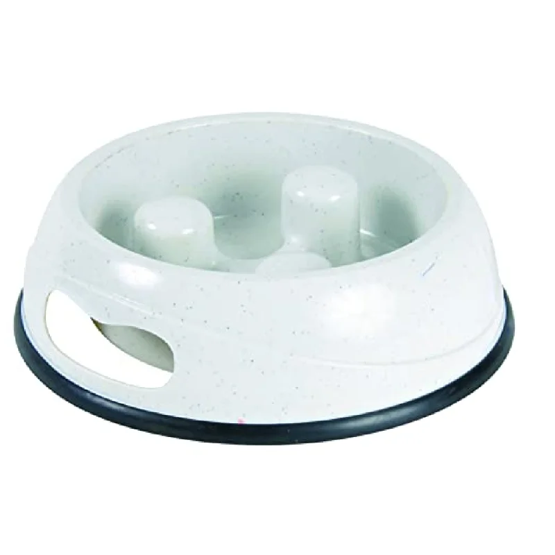 Trixie Slow Feed Plastic Bowl for Dogs (White)