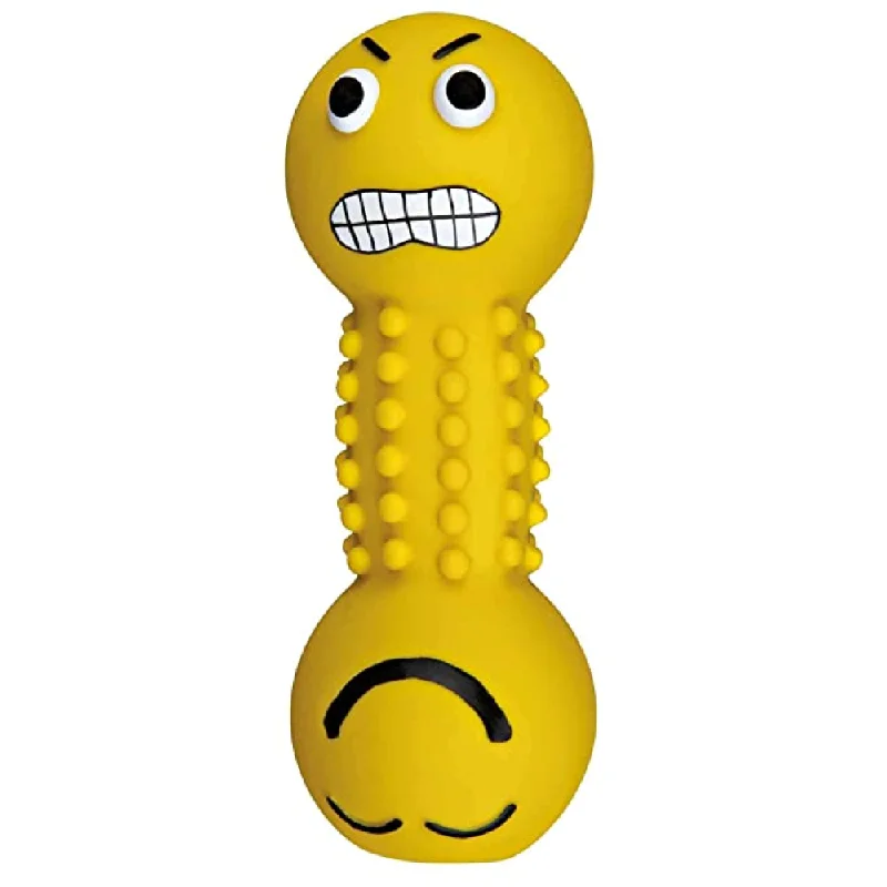 Trixie Smiley Dumbbell with Motifs Latex Toy for Dogs (Yellow)