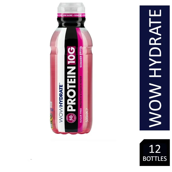 Wow Hydrate Sugar Free Summer Fruits Protein & Vitamin Water Bottles 12 x 500ml